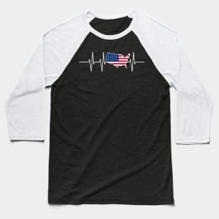 Veteran Heartbeat USA - Pride 4th July Gift Baseball T-Shirt